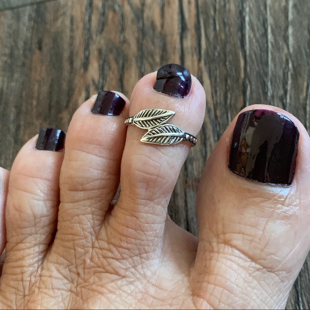 Silver Double Leaves Toe Ring, Tree Ring - image 7